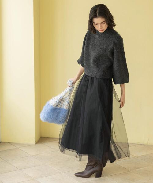 OPAQUE.CLIP(オペークドットクリップ)の「チュールイージーギャザースカート【洗濯機OK】(スカート・レディース・ベージュ/ブラック/チャコールグレー・38/40)」の11枚目の写真