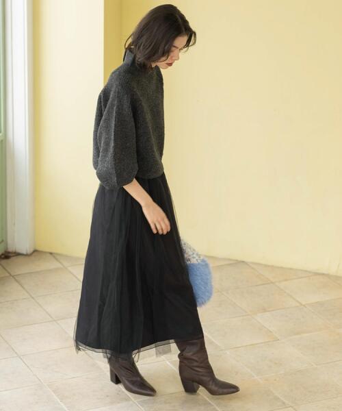 OPAQUE.CLIP(オペークドットクリップ)の「チュールイージーギャザースカート【洗濯機OK】(スカート・レディース・ベージュ/ブラック/チャコールグレー・38/40)」の13枚目の写真