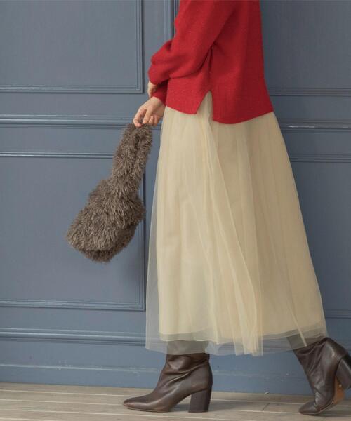 OPAQUE.CLIP(オペークドットクリップ)の「チュールイージーギャザースカート【洗濯機OK】(スカート・レディース・ベージュ/ブラック/チャコールグレー・38/40)」の20枚目の写真