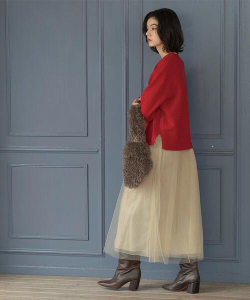 OPAQUE.CLIP(オペークドットクリップ)の「チュールイージーギャザースカート【洗濯機OK】(スカート・レディース・ベージュ/ブラック/チャコールグレー・38/40)」の21枚目の写真