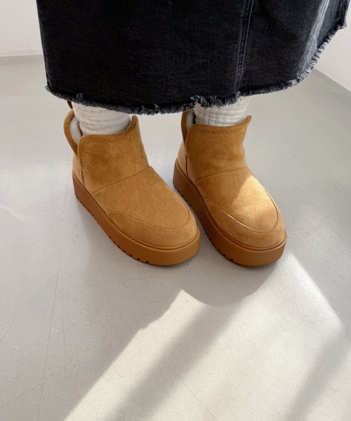 セール】サイドスリット 厚底 ムートン ショート ブーツ/51425（ブーツ