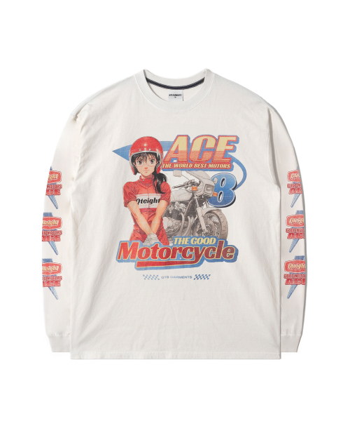 QT8 GARMENTS(キューティーエイトガーメント)の「LB Ace Motors Washed Long Sleeve (Ecru)(Tシャツ/カットソー・レディース・その他・LARGE/SMALL/MEDIUM/X-LARGE)」の2枚目の写真
