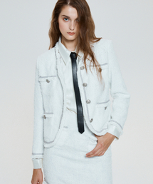 UNTAGE（アンテージ）の「チェーンフリンジツイードジャケット[ホワイト(WOMAN)]_UTO-FB52（その他アウター）」