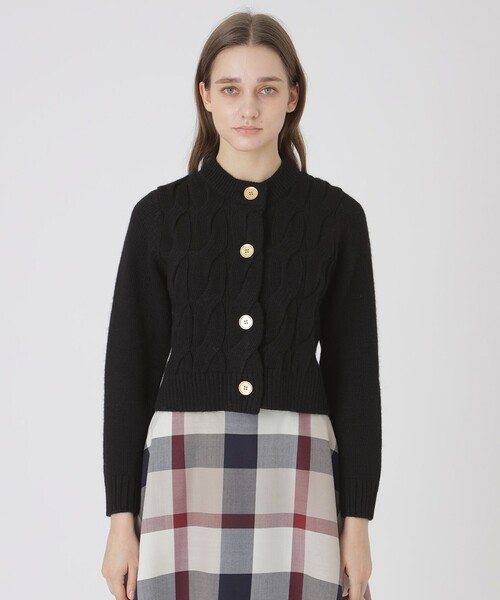 BLUE LABEL CRESTBRIDGE（ブルーレーベルクレストブリッジ）の「【限定カラーあり】ヘアリーアルパカウールカーディガン（カーディガン/ボレロ・レディース・オフホワイト/ブラック/グレー系その他・38）」の3枚目の写真