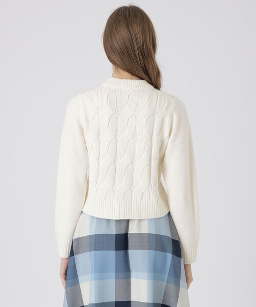 BLUE LABEL CRESTBRIDGE（ブルーレーベルクレストブリッジ）の「【限定カラーあり】ヘアリーアルパカウールカーディガン（カーディガン/ボレロ・レディース・オフホワイト/ブラック/グレー系その他・38）」の8枚目の写真