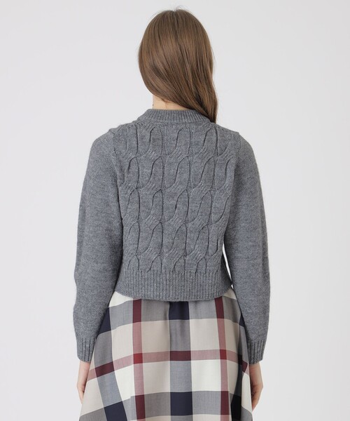 BLUE LABEL CRESTBRIDGE（ブルーレーベルクレストブリッジ）の「【限定カラーあり】ヘアリーアルパカウールカーディガン（カーディガン/ボレロ・レディース・オフホワイト/ブラック/グレー系その他・38）」の12枚目の写真