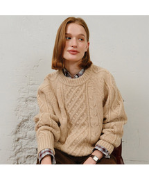 Mixed Cable Shetland Wool Knit - Beige