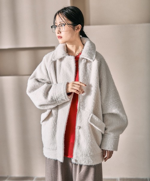 LEPSIM（レプシィム）の「シャギーミドルZIPブルゾン　612822（ブルゾン・レディース・ブラウン/オフホワイト/チャコールグレー・FREE）」の19枚目の写真