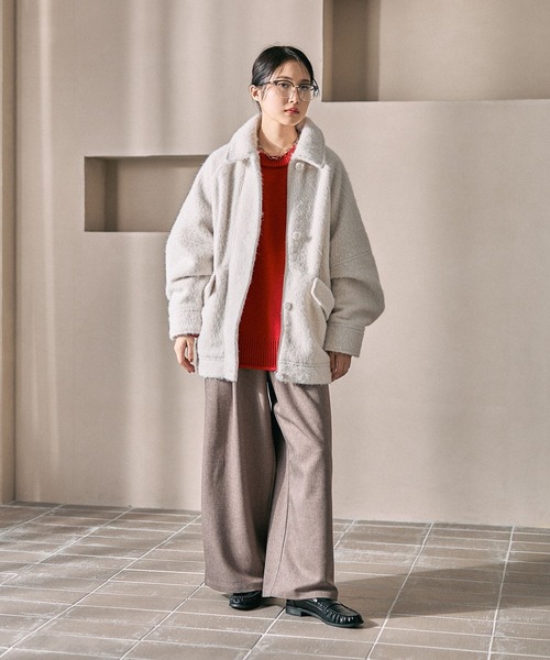 LEPSIM（レプシィム）の「シャギーミドルZIPブルゾン　612822（ブルゾン・レディース・ブラウン/オフホワイト/チャコールグレー・FREE）」の20枚目の写真