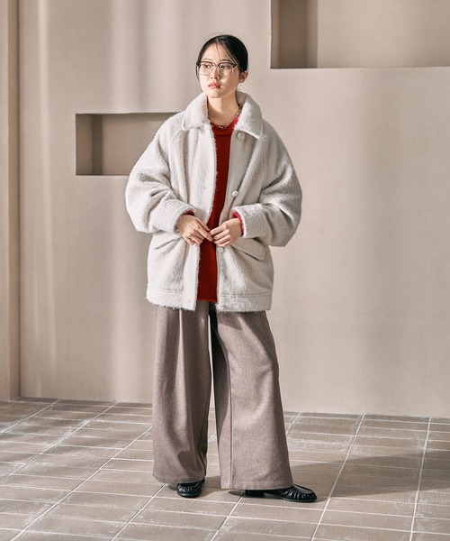 LEPSIM（レプシィム）の「シャギーミドルZIPブルゾン　612822（ブルゾン・レディース・ブラウン/オフホワイト/チャコールグレー・FREE）」の21枚目の写真