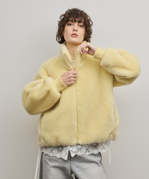 Diagram（ダイアグラム）の「ウールボアスタンドカラージャケット（その他アウター・レディース・キナリ/イエロー・36/38）」の2枚目の写真