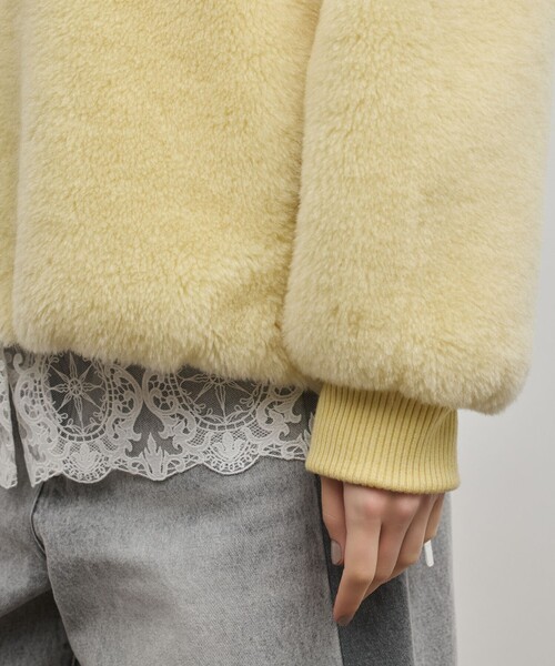 Diagram（ダイアグラム）の「ウールボアスタンドカラージャケット（その他アウター・レディース・キナリ/イエロー・36/38）」の5枚目の写真