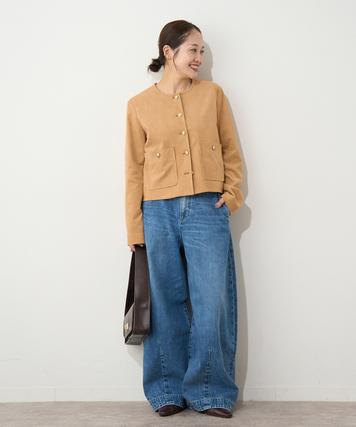 JOURNAL STANDARD(ジャーナルスタンダード)の「フェイクスエードノーカラージャケット(ノーカラージャケット・レディース・ベージュ・FREE)」の20枚目の写真