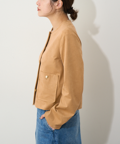JOURNAL STANDARD(ジャーナルスタンダード)の「フェイクスエードノーカラージャケット(ノーカラージャケット・レディース・ベージュ・FREE)」の15枚目の写真