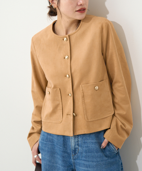 JOURNAL STANDARD(ジャーナルスタンダード)の「フェイクスエードノーカラージャケット(ノーカラージャケット・レディース・ベージュ・FREE)」の17枚目の写真