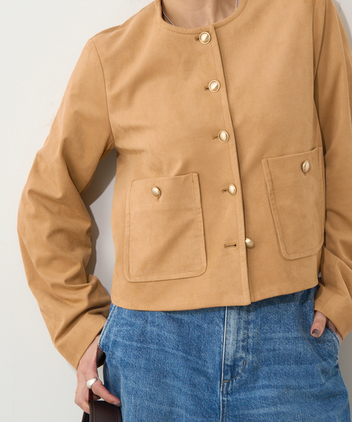 JOURNAL STANDARD(ジャーナルスタンダード)の「フェイクスエードノーカラージャケット(ノーカラージャケット・レディース・ベージュ・FREE)」の18枚目の写真