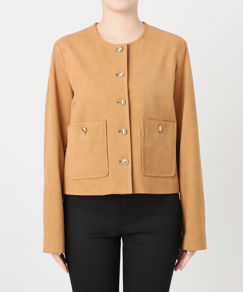 JOURNAL STANDARD(ジャーナルスタンダード)の「フェイクスエードノーカラージャケット(ノーカラージャケット・レディース・ベージュ・FREE)」の8枚目の写真