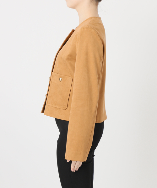 JOURNAL STANDARD(ジャーナルスタンダード)の「フェイクスエードノーカラージャケット(ノーカラージャケット・レディース・ベージュ・FREE)」の9枚目の写真
