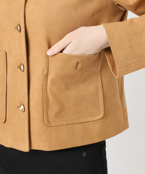 JOURNAL STANDARD(ジャーナルスタンダード)の「フェイクスエードノーカラージャケット(ノーカラージャケット・レディース・ベージュ・FREE)」の2枚目の写真