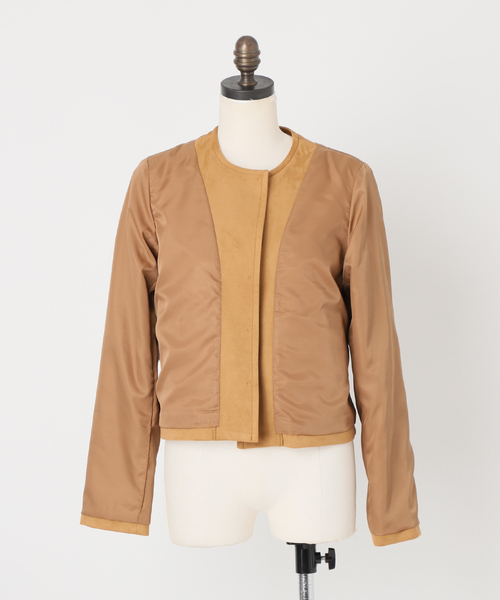 JOURNAL STANDARD(ジャーナルスタンダード)の「フェイクスエードノーカラージャケット(ノーカラージャケット・レディース・ベージュ・FREE)」の3枚目の写真