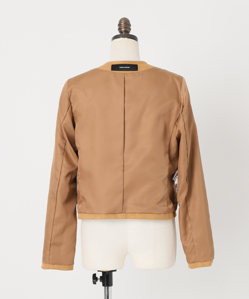 JOURNAL STANDARD(ジャーナルスタンダード)の「フェイクスエードノーカラージャケット(ノーカラージャケット・レディース・ベージュ・FREE)」の4枚目の写真