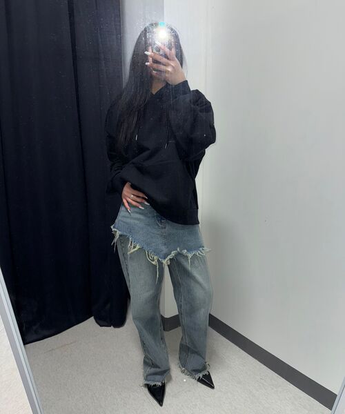 ZIZEMUSEUM(ジゼミュージアム)の「STUD DENIM SKIRT LAYERED PANTS (BLACK)(デニムパンツ・レディース・その他・SMALL/MEDIUM/LARGE)」の7枚目の写真