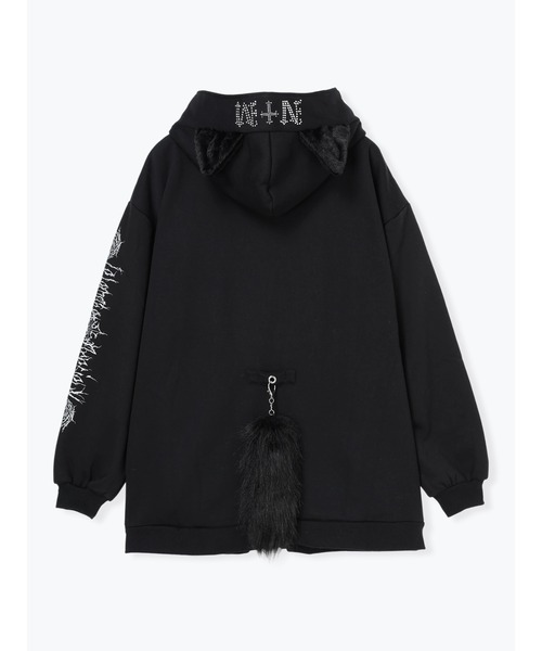 CUNE　袖ファー耳付きジップパーカー　黒　日本製　タグ付き　定価約3.5万 袖ファー耳付きジップパーカー｜ウサギがいる｜CUNE ONLINE STORE