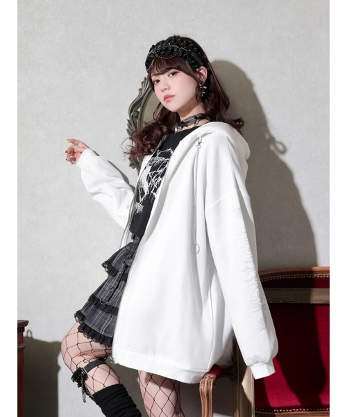NOEMIE(ノエミー)の「ねこ耳ファーしっぽ付き裏起毛ジップパーカー(パーカー・レディース・オフホワイト/ブルー/ブラック・M)」の8枚目の写真