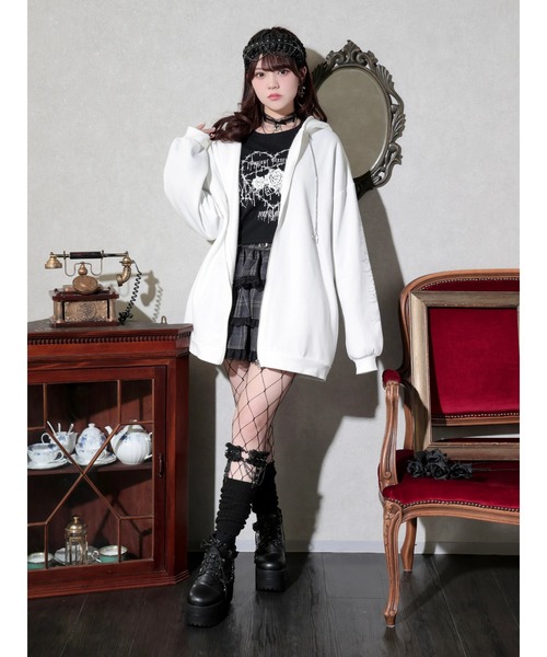 NOEMIE(ノエミー)の「ねこ耳ファーしっぽ付き裏起毛ジップパーカー(パーカー・レディース・オフホワイト/ブルー/ブラック・M)」の10枚目の写真