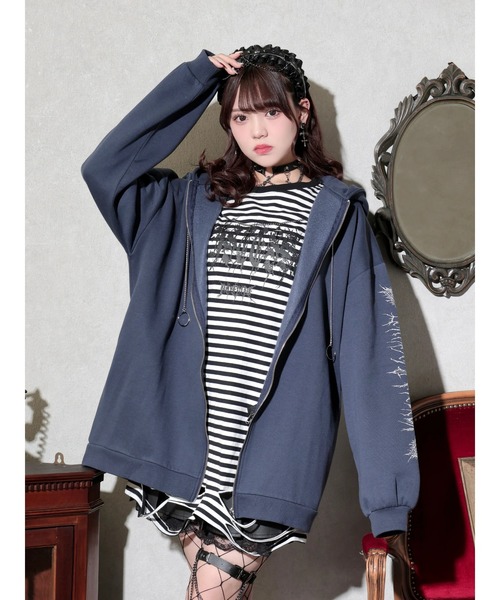 ねこ耳ファーしっぽ付き裏起毛ジップパーカー（パーカー）｜NOEMIE