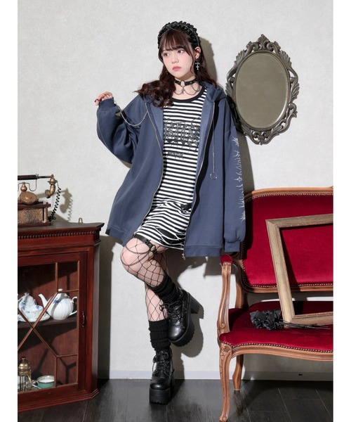 NOEMIE(ノエミー)の「ねこ耳ファーしっぽ付き裏起毛ジップパーカー(パーカー・レディース・オフホワイト/ブルー/ブラック・M)」の14枚目の写真