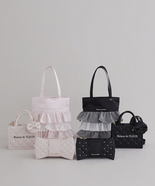 Maison de FLEUR（メゾンドフルール）の「ミニポーチ付きキルティングトートバッグ（ハンドバッグ・レディース・ブラック/ピンク・FREE）」の13枚目の写真