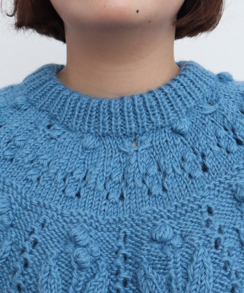 CHILD WOMAN（チャイルドウーマン）の「ネパールギルボックス 求心もよう編みプルオーバー（ニット/セーター・レディース・サックスブルー・FREE）」の9枚目の写真
