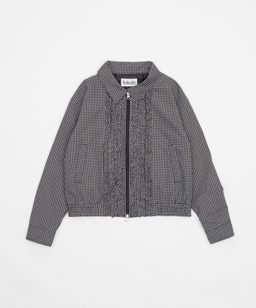 FEKETE（フェケテ）の「check frill shirt blouson / チェックフリルシャツブルゾン（ブルゾン・レディース・ブラック/ベージュ・LARGE/MEDIUM/SMALL）」の7枚目の写真