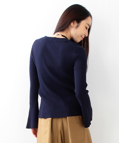 Ray BEAMS（レイビームス）の「◇RBS / リブ フレアスリーブ クルーネック（ニット/セーター・レディース・オフホワイト/ネイビー/ベージュ・ONE SIZE）」の8枚目の写真