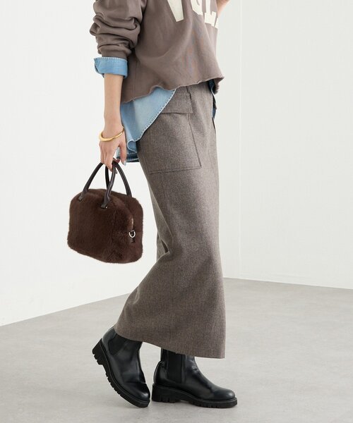 RIVE DROITE（リヴドロワ）の「【上品な装いに】エコツイードポケットスカート（スカート・レディース・ブラウン/ベージュ・36/38）」の21枚目の写真