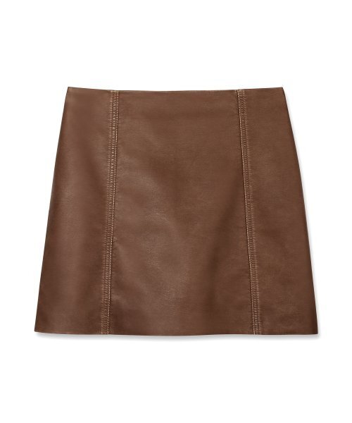 B QUIET(ビークワイエット)の「FAUX LEATHER WASHED MINI SKIRTS_TAN BROWN(スカート・レディース・その他・MEDIUM/SMALL)」の2枚目の写真