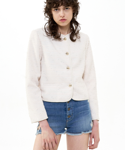 B QUIET(ビークワイエット)の「CROPPED TWEED JACKET_IVORY(テーラードジャケット・レディース・その他・MEDIUM/SMALL)」の1枚目の写真