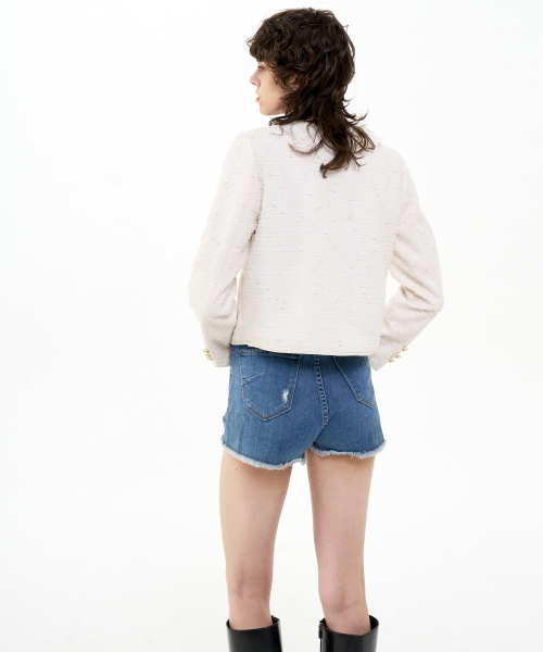 B QUIET(ビークワイエット)の「CROPPED TWEED JACKET_IVORY(テーラードジャケット・レディース・その他・MEDIUM/SMALL)」の3枚目の写真