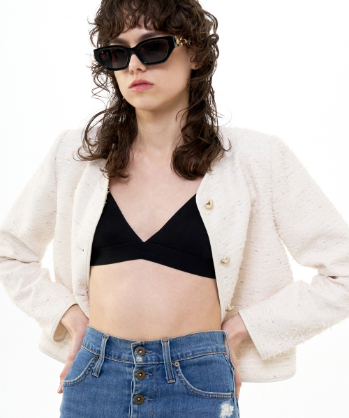 B QUIET(ビークワイエット)の「CROPPED TWEED JACKET_IVORY(テーラードジャケット・レディース・その他・MEDIUM/SMALL)」の4枚目の写真