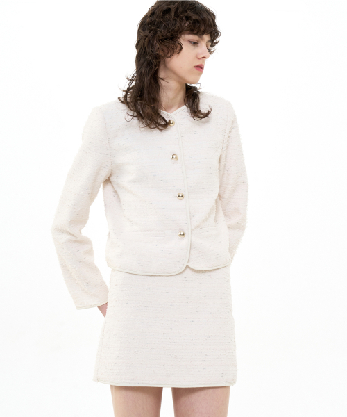 B QUIET(ビークワイエット)の「CROPPED TWEED JACKET_IVORY(テーラードジャケット・レディース・その他・MEDIUM/SMALL)」の5枚目の写真