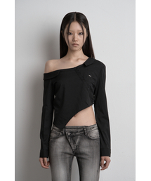 FLOW UNBALANCED CROP SHIRT BLACK