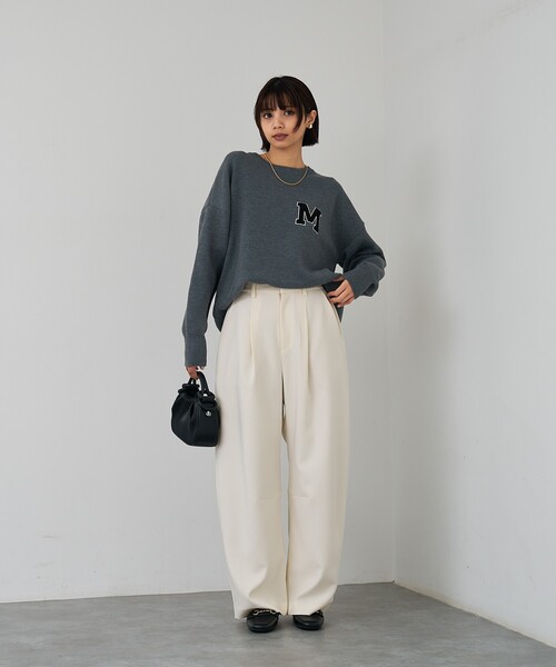 abahouse mavie（アバハウスマヴィ）の「【後ろウエストゴム】ダブルクロスカーブパンツ（スラックス・レディース・オフホワイト/ブラック・36/38/40）」の11枚目の写真