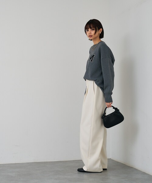 abahouse mavie（アバハウスマヴィ）の「【後ろウエストゴム】ダブルクロスカーブパンツ（スラックス・レディース・オフホワイト/ブラック・36/38/40）」の7枚目の写真