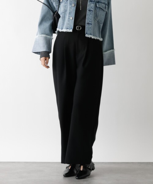 abahouse mavie（アバハウスマヴィ）の「【後ろウエストゴム】ダブルクロスカーブパンツ（スラックス・レディース・オフホワイト/ブラック・36/38/40）」の14枚目の写真