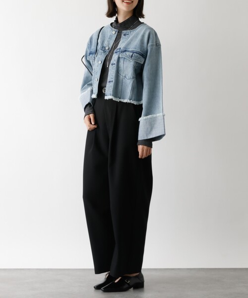 abahouse mavie（アバハウスマヴィ）の「【後ろウエストゴム】ダブルクロスカーブパンツ（スラックス・レディース・オフホワイト/ブラック・36/38/40）」の15枚目の写真