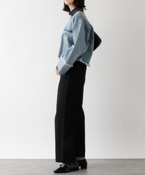 abahouse mavie（アバハウスマヴィ）の「【後ろウエストゴム】ダブルクロスカーブパンツ（スラックス・レディース・オフホワイト/ブラック・36/38/40）」の16枚目の写真