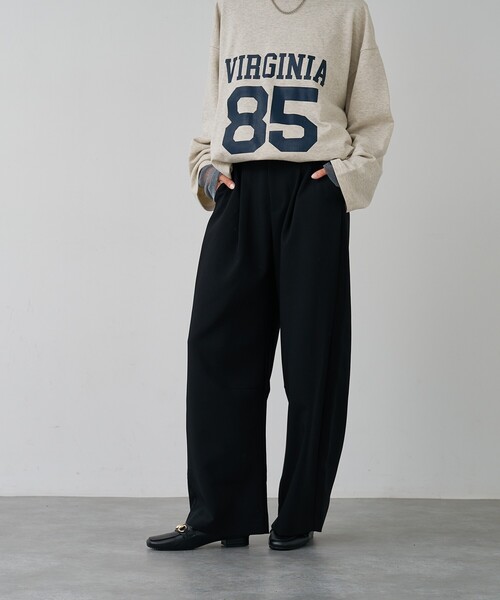 abahouse mavie（アバハウスマヴィ）の「【後ろウエストゴム】ダブルクロスカーブパンツ（スラックス・レディース・オフホワイト/ブラック・36/38/40）」の20枚目の写真