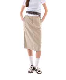 Bb' BENETTON（ビーフラットベネトン）の「ツイルミディスカート (ベージュ)（スカート）」