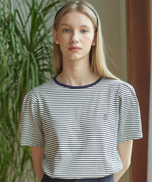 Stripe Puff Sleeve T-shirt - White Stripe